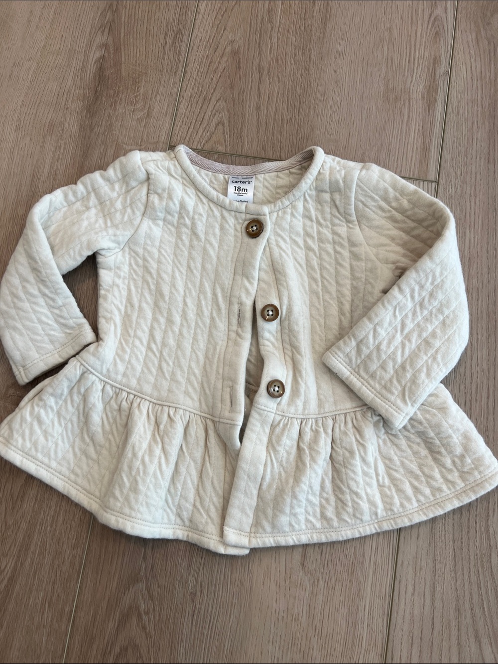 Carter's Quilted Peplum Cardigan - Off-White NWOT